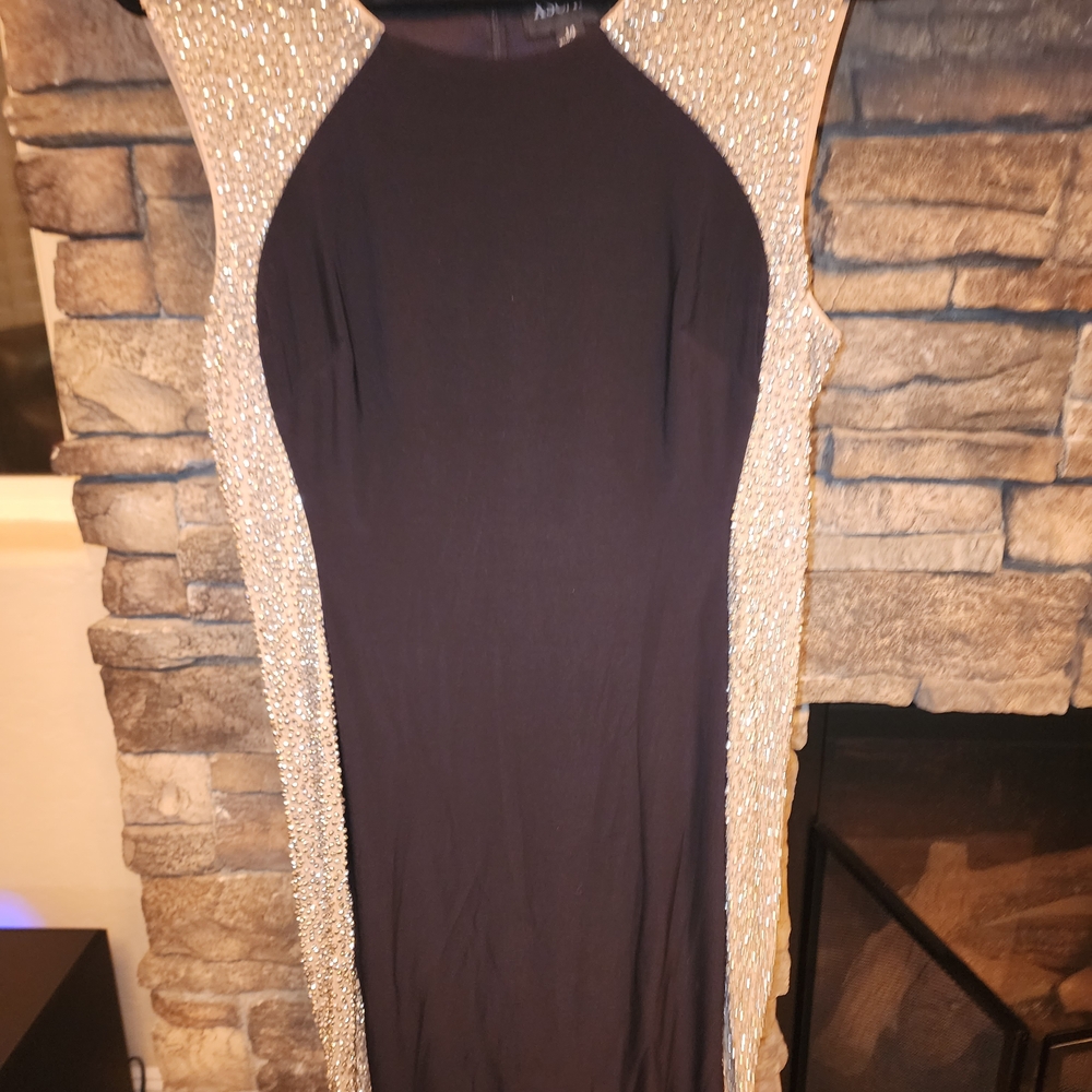 Xscape Black Dress with Gold Accents
